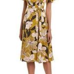 Hutch Anthropologie Mustard Yellow Floral Wrap Midi Dress Sz.XS Photo 1