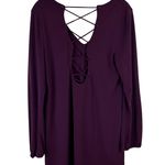 EXPRESS  Long Sleeve Shirt Tunic Size Medium Purple Criss Cross Cutout Back Top Photo 1