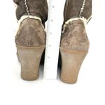 UGG  Sandra Leather Brown Suede Sheepskin Shearling Wedge Boots Size 6 Side Zip Photo 5
