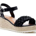 Time and‎ Tru Women's Black Braided Wedge Sandals Size 7.5 Photo 12