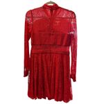 Jay Godfrey Red Lace Sheer Long Sleeve Mini Dress Size 8 NWT Photo 5