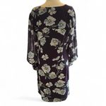 CAbi  Ellery Long Sheer Puff Sleeve Shift Dress Navy Blue Floral Lined Cocktail M Photo 1