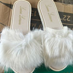 Lauren Lorraine  Cream Fur Slippers Photo 1