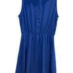 Amanda Uprichard  Women Small 100% Silk Mini Dress Royal Blue Sleevless Button Up Photo 3
