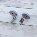 Vintage Clip On Earrings Light Blue Faceted 7/8" Retro Photo 5