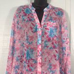 Kut From The Kloth  Pink Floral Sheer Button Down Long Sleeve Top Size Small NWT Photo 3