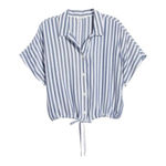 BeachLunchLounge  Olive Stripe‎ Tie Waist Top NWT Size M Photo 0