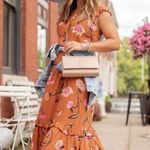 Universal Threads Universal Thread Burnt Orange Floral Ruffle Prairie Maxi Dress Photo 1