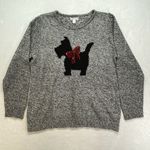 Croft & Barrow Sweater Women's Large Long Sleeve Pullover Black/White dog bow Photo 0