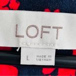 Loft red and black puff sleeve blouse with a floral or daisy print size Large Photo 4