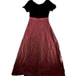 American Vintage Vintage Simco Formalwear Velvet Dress Full Maroon Taffeta Skirt 6 Small Y2K Photo 6