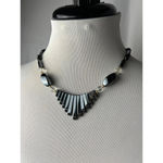 vintage hematite bib pink gold and white beaded regal metallic necklace Gray Photo 1