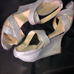Blue by Betsey Johnson Wedding Line Silver Sparkle Wedge Heels Size 7.5 Photo 8