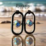 Handcrafted earrings with AB Swarovski crystal Silver Photo 1