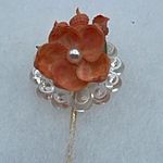 Vintage floral shell sticker pin lapel hat pin Orange Photo 0