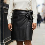 The Drop Manon 2X Faux Leather Midi Skirt Black Wrap Tied Goth Sexy Edgy Party Photo 0
