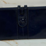 Roulens Blue Leather Wallet Snap Closure Zip Pockets ID Card Holder 7"x4"x1" Photo 0