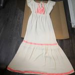 Flying Tomato  Cream/Neon Pink Maxi Prairie Dress S Dopamine Boho Coconut Girl Photo 0