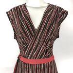 BCBG Max Azria Wrap Dress Size Large V Neck Stripe Y2K Photo 1
