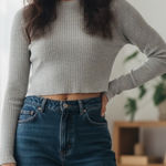 Kerisma  womens ribbed long sleeve rolled neck top medium Photo 0