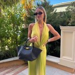 ZARA  elegant  Yellow lime green Halter maxi dress evening wedding party  Photo 6