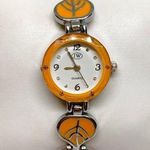 JW women’s watch Quartz analog silver orange tone 22mm case bracelet size 7” run Photo 0