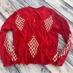Vintage Chaus Woman Vibrant Red Knit Funky Embroidered Knit Sweater Size 1X Photo 2