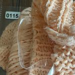 POL Women’s Size Medium Distressed Peach Sweater With Pink Stitch Details Photo 8