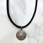 Silver Boho Pendant Necklace Black Photo 0