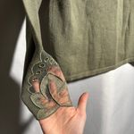 Fair Lady Green Sweater Top Fairy Core Boho Semi Sheer Leaf Embroidered Artsy M Size 6 Photo 5