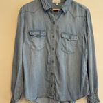 Cloth & Stone  Chambray Button Up Shirt Women XL Western Prairie Collared Blue Photo 0