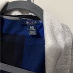 Uk2la Womens  Blue Hooded Plaid Shirt Photo 1