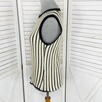 New York & Co Striped Ribbed Knit Sleeveless Sweater Tank Top Tan Black Large Photo 1