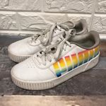 Puma  Carina Soft Foam Rainbow Letters Pride Sneakers Kids sz 6.5 White Low Top‎ Photo 0