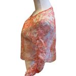 ZARA Sheer Floral Blouse Ruffle Sleeves Ruched S Orange Photo 5