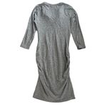 James Perse Standard  Womens Henley Long Sleeve V Neck Ruched Charcoal Midi Dress Photo 5