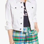 1901 Nordstrom  White Soft Denim Jean Button Front Cropped Jacket Size‎ XXL Photo 0