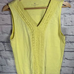Talbots  Yellow Tank Top vneck Front Lace Detail Womens size medium‎ petite Photo 0