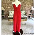 Mi Ami Francesca’s Jumpsuit Wide Leg Cropped Red XL (jrs) Cocktail Boho Dressy Size undefined Photo 1
