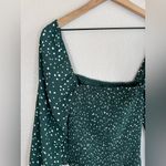 Abercrombie & Fitch AF Green White Polka Dot Long Sleeve Smocked Blouse Small Photo 7