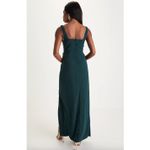 Lulus NEW  Glamorous Disposition Emerald Green Ruched Maxi Dress Formal Large Photo 1