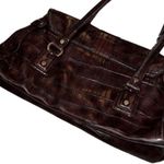 Liz Claiborne Dark Brown Hand Bag Buckle Purse Gold Detail Lightweight Accessory Photo 5