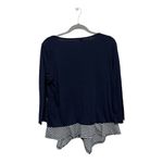 Navy Nautical Boat Yacht Button Striped Long Sleeve Size Small Preppy Womens Blue Photo 3