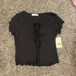 Black Tie Front Short Sleeve Top Photo 1