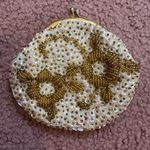 Vintage Gold Sequin & Beaded Change Coin Purse Bag Minor Verdigris Photo 0