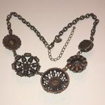 Lia Sophia  Boho CZ Rhinestone Faux Pearl Brass Tone Runway Statement Necklace Photo 6