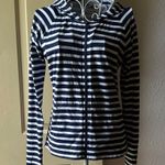 Tommy Bahama  Black and White Striped Varsity Jacket Photo 1