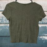 True Craft Waffle Knit Olive Green Crop Tee Photo 3