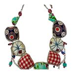 VINTAGE Handmade Italian Beaded Cloth Pillow Embellished Necklace STUNNING Photo 2