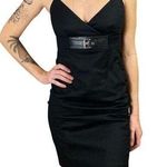 Michael Kors Bodycon Silver Belt Buckle Sexy Little Black Dress Mini Length LBD Photo 0